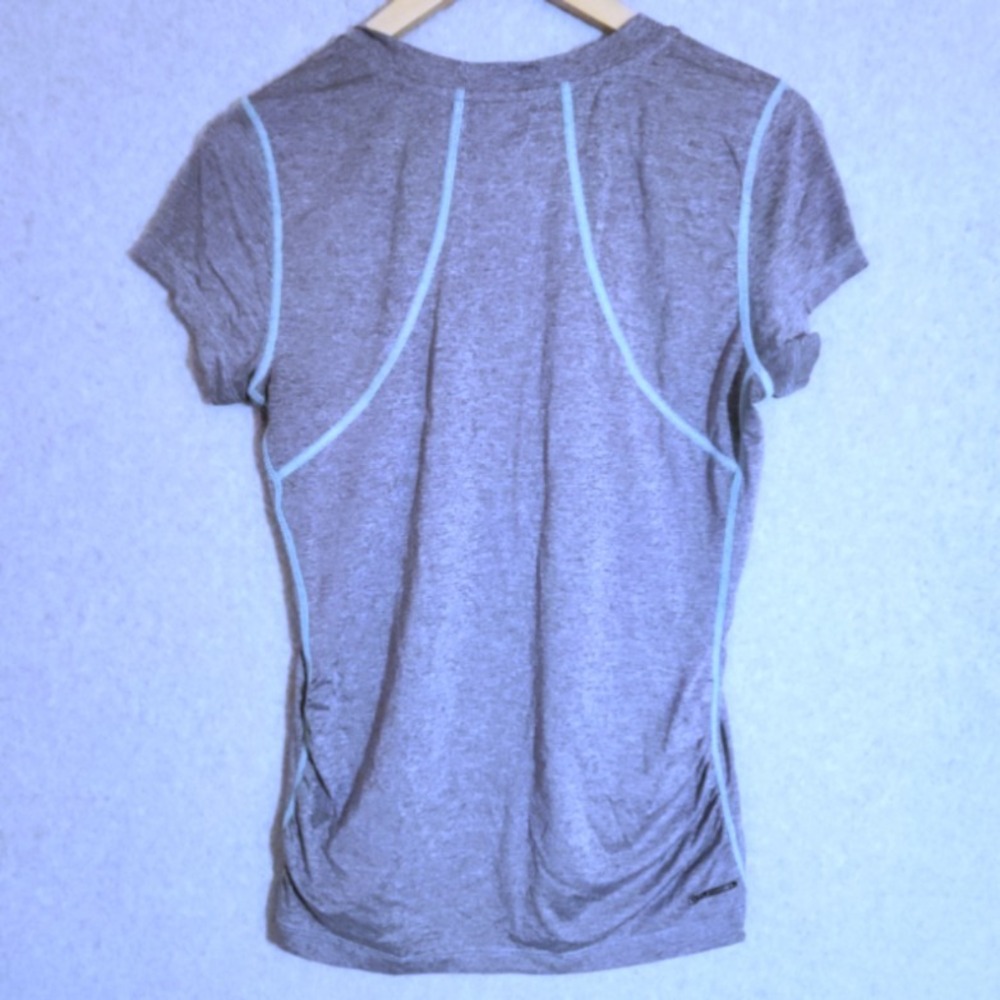 The North Face Ruched T-Shirt Women's Size Medium Gray Blue Teal Short Sleeve - Picture 2 of 7